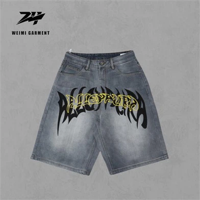 Screen Print Denim Vintage Baggy Y2k Jorts