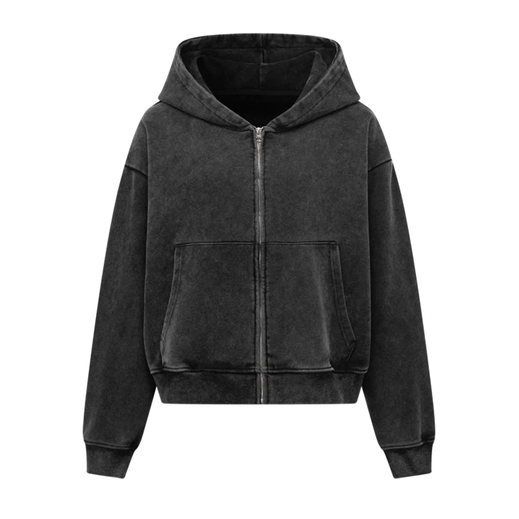 Engros OEM Acid Medium Wash Oversized Heavyweight Zip Up Hoodie Kornit DTG Print